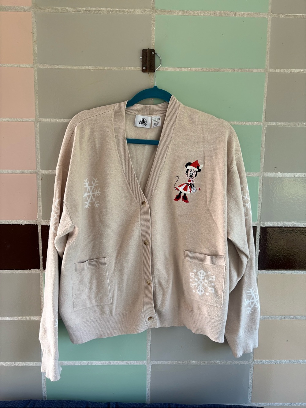 Disney Holiday Cardigan Sweater - Beige with Festive Embroidered Character